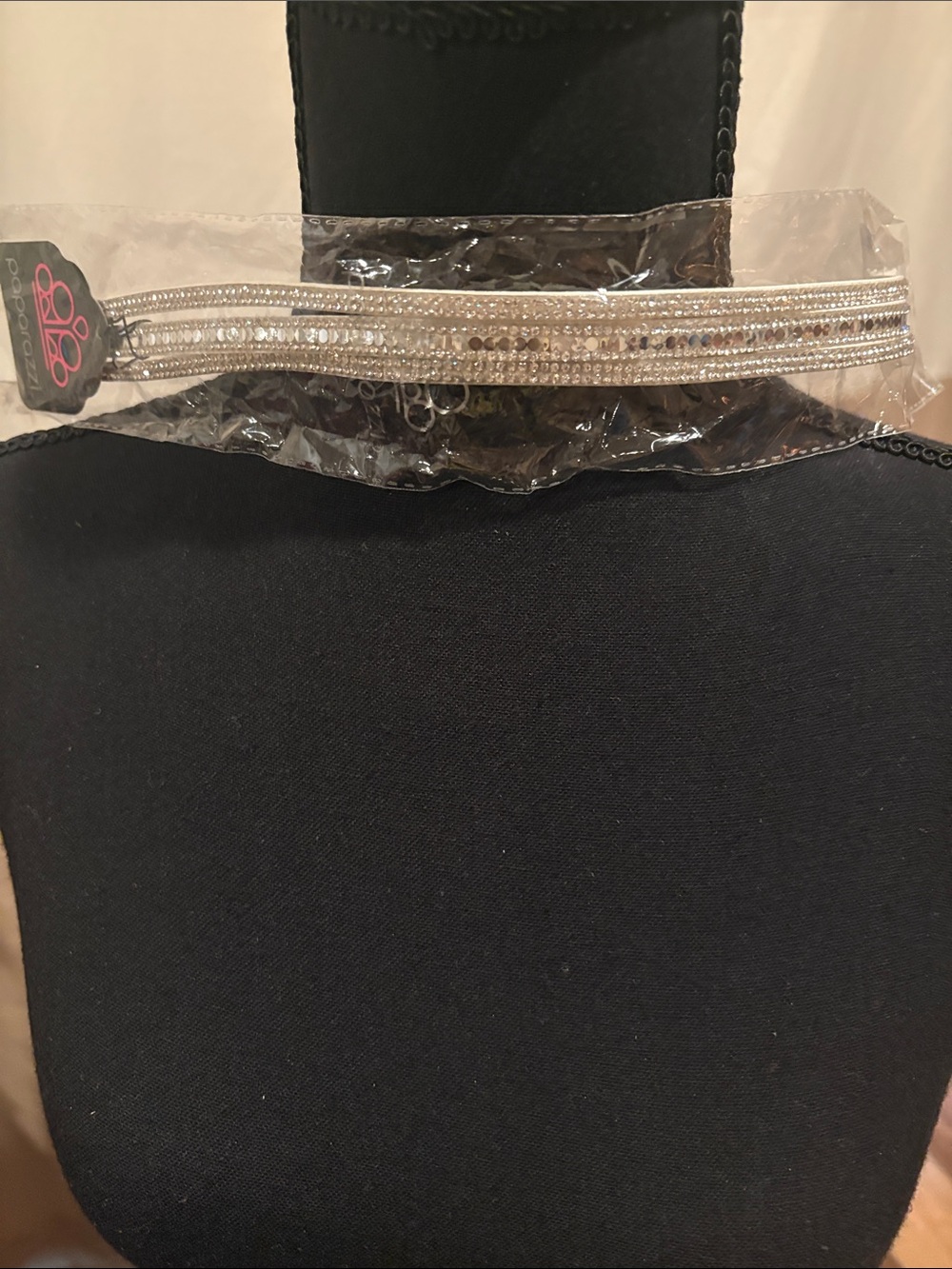 paparazzi Silver Multi-Row Crystal Choker
